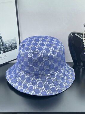 Gucci's Denim Boater Hat Size M